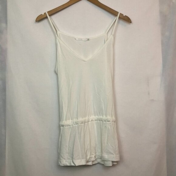 LUSH Front Drawstring Cami Solid Cream Ivory Bow Sleeveless Modal Rayon Tank Top - Picture 3 of 8